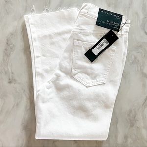 NWT Veronica Beard Blake White Denim Distressed Cropped Straight Leg Jeans